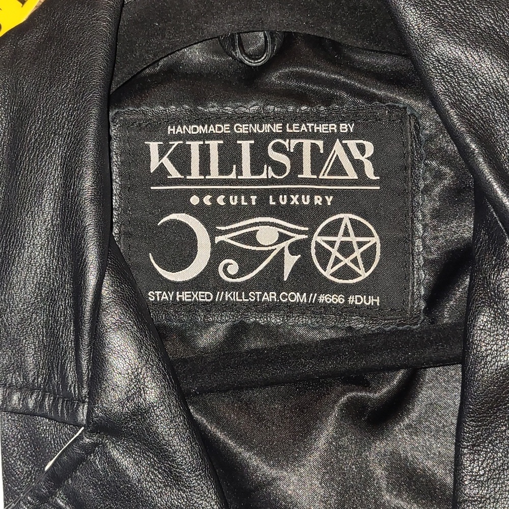 Killstar Black & White Real Leather Jacket - Picture 5 of 11